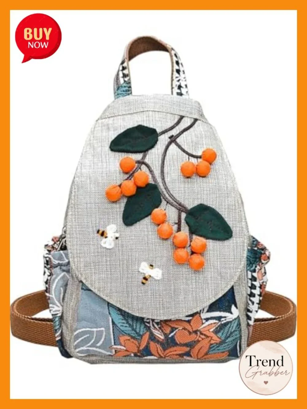 Cotton Linen Small Backpack Purse Women Fashion Daypack Convertible Chest Bag